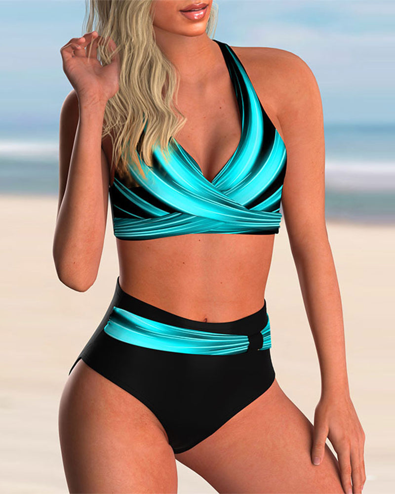 Liliana™ | Bikini Set with Cross Neck and Print