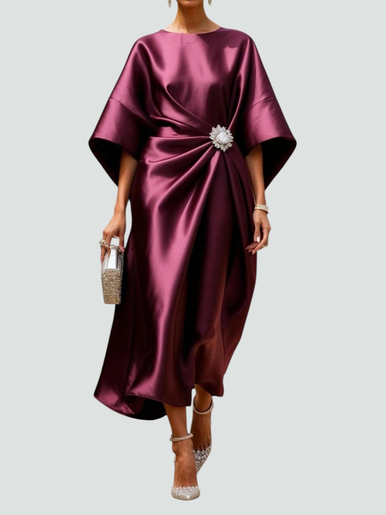 Clementine | Sculpted Satin Midi Dress