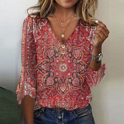 Lana | Soft V-Neck Printed Blouse