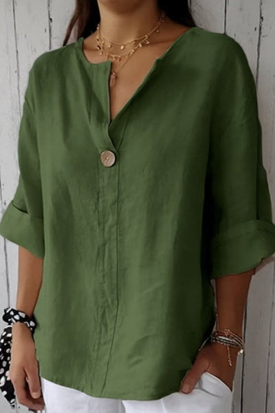 Elise | Relaxed Button-Detail V-Neck Blouse
