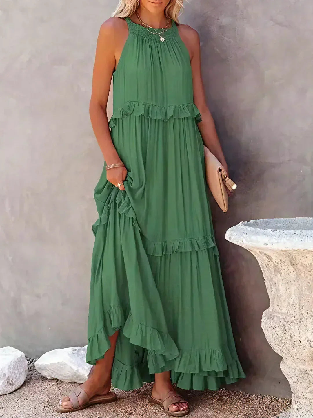 Sophie | Ruffled Halter Maxi Dress