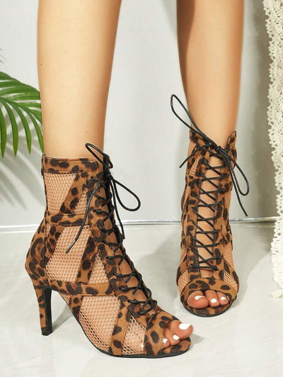 Théa | Lace-Up Mesh Heels