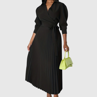 Vivienne | Pleated Wrap Midi Dress