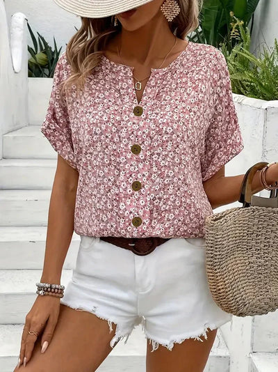 Alyssa | Floral Notch-Collar Blouse