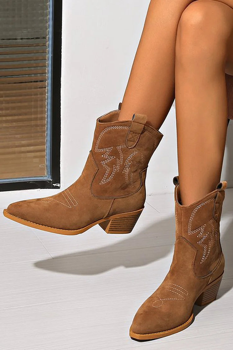 Sienna West | Suede Western Ankle Boots