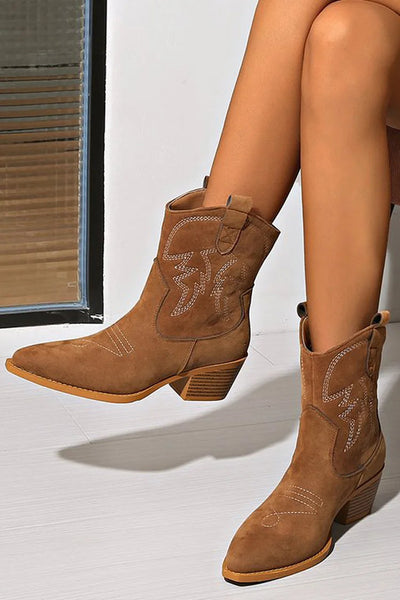 Sienna West | Suede Western Ankle Boots