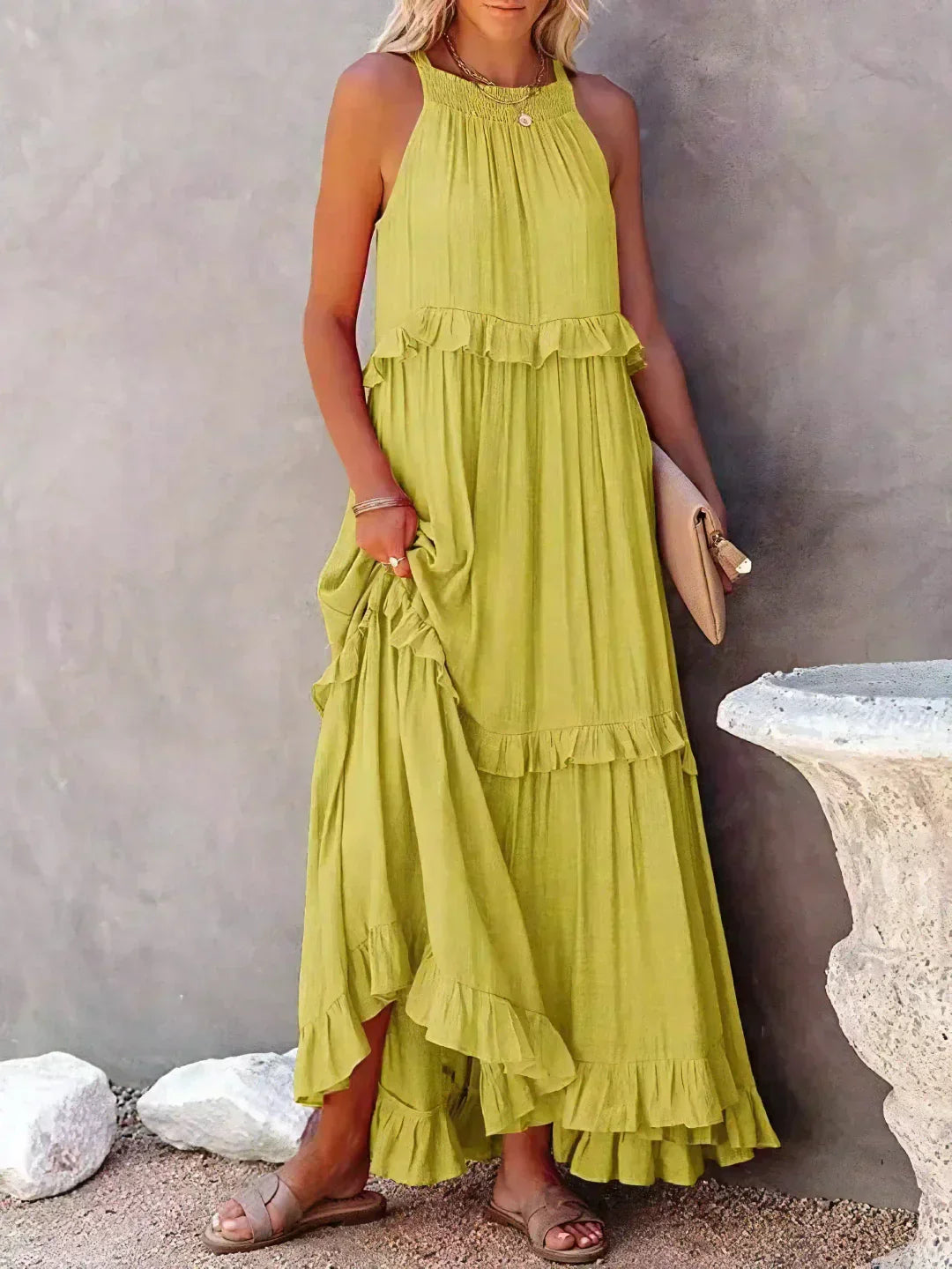 Sophie | Ruffled Halter Maxi Dress