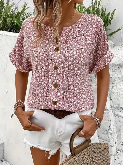 Alyssa | Floral Notch-Collar Blouse
