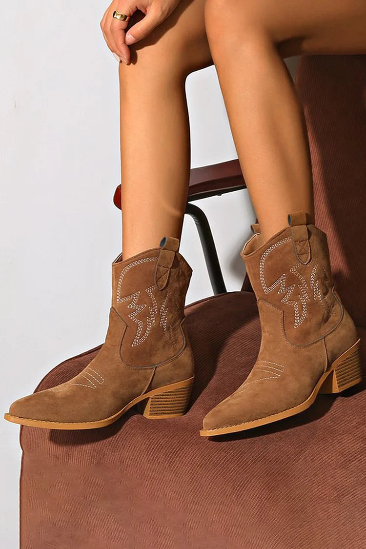 Sienna West | Suede Western Ankle Boots