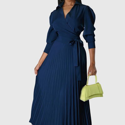 Vivienne | Pleated Wrap Midi Dress