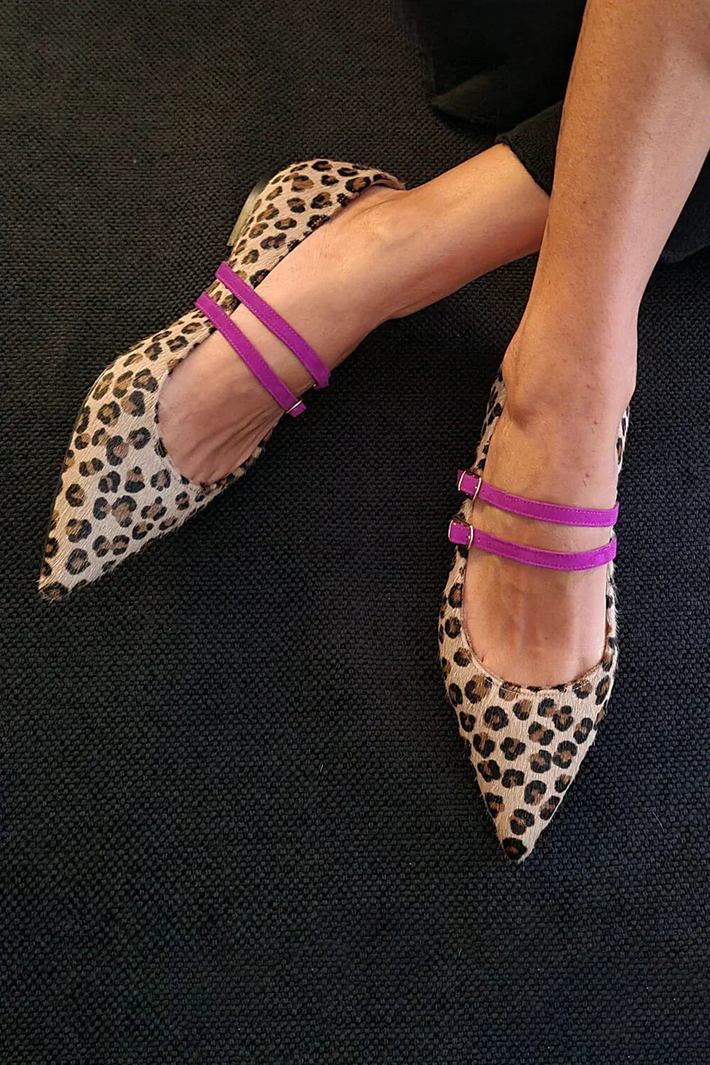 Élodie | Dual Strap Leopard Flats