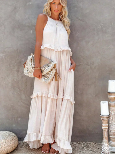 Sophie | Ruffled Halter Maxi Dress