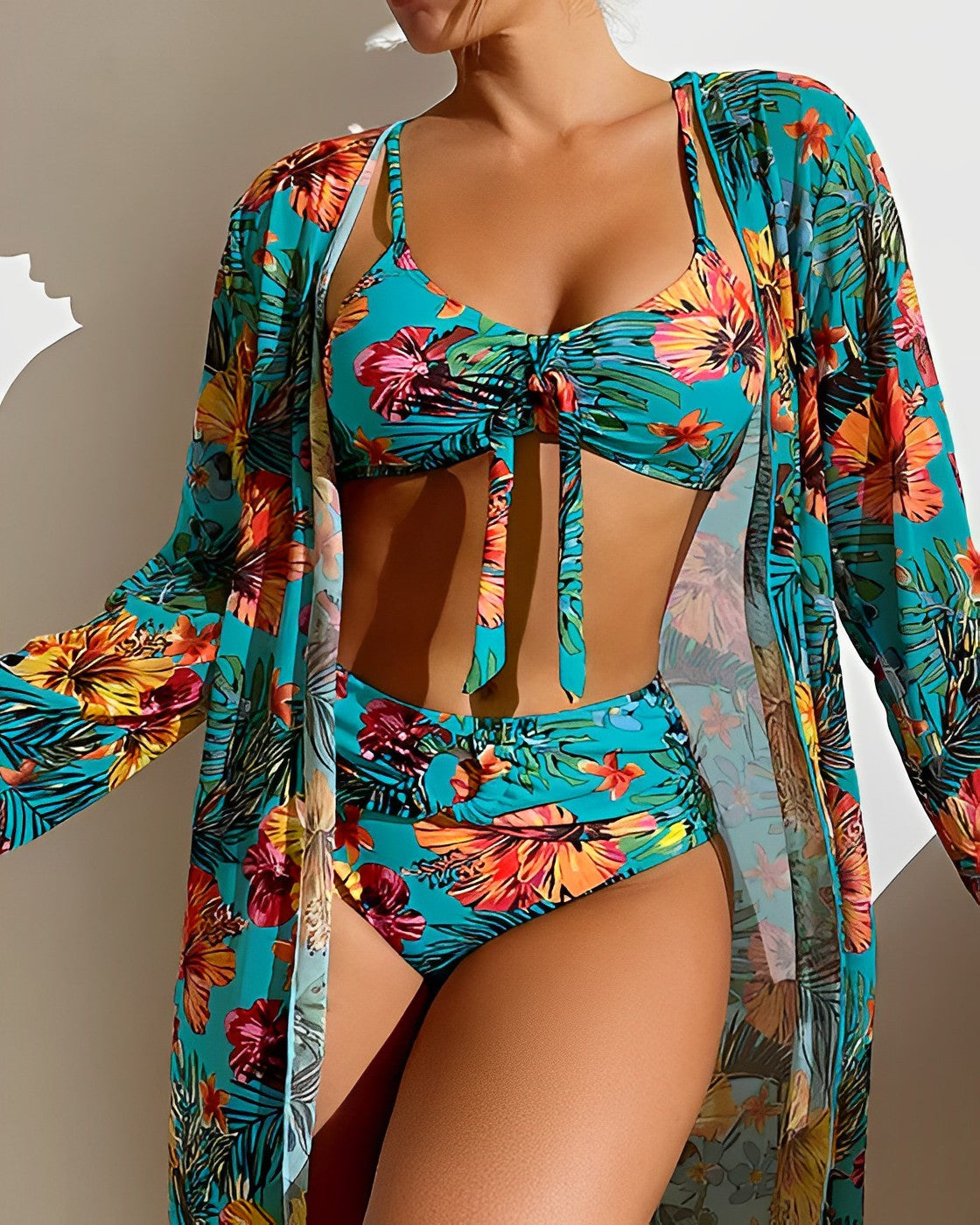 Isla | Tropical Print Cover-Up Bikini Set