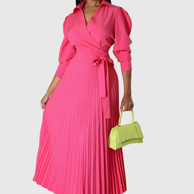 Vivienne | Pleated Wrap Midi Dress