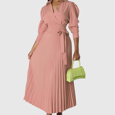 Vivienne | Pleated Wrap Midi Dress