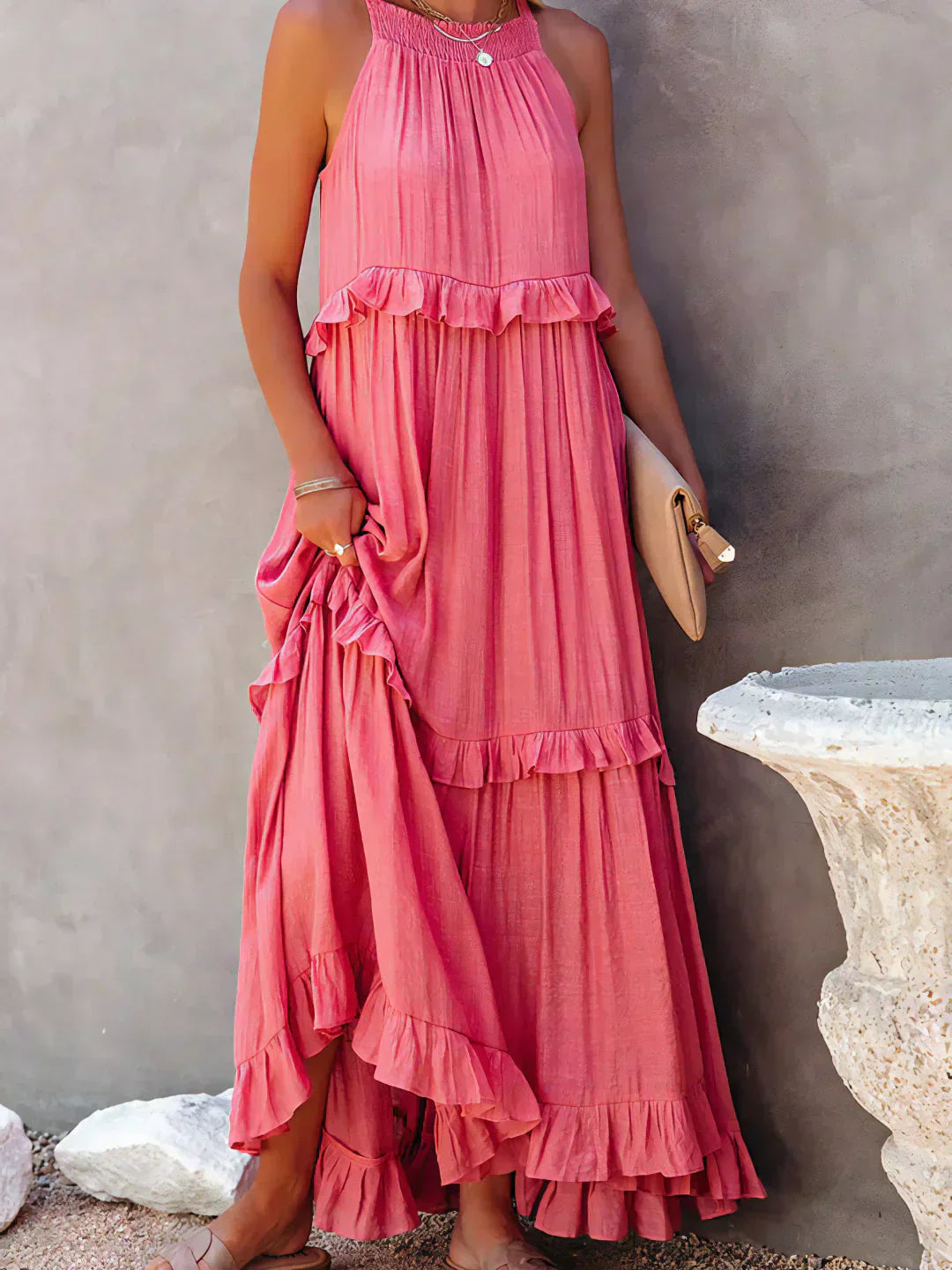 Sophie | Ruffled Halter Maxi Dress
