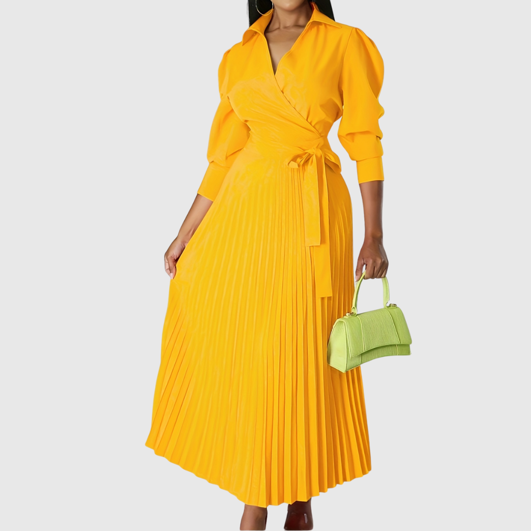 Vivienne | Pleated Wrap Midi Dress