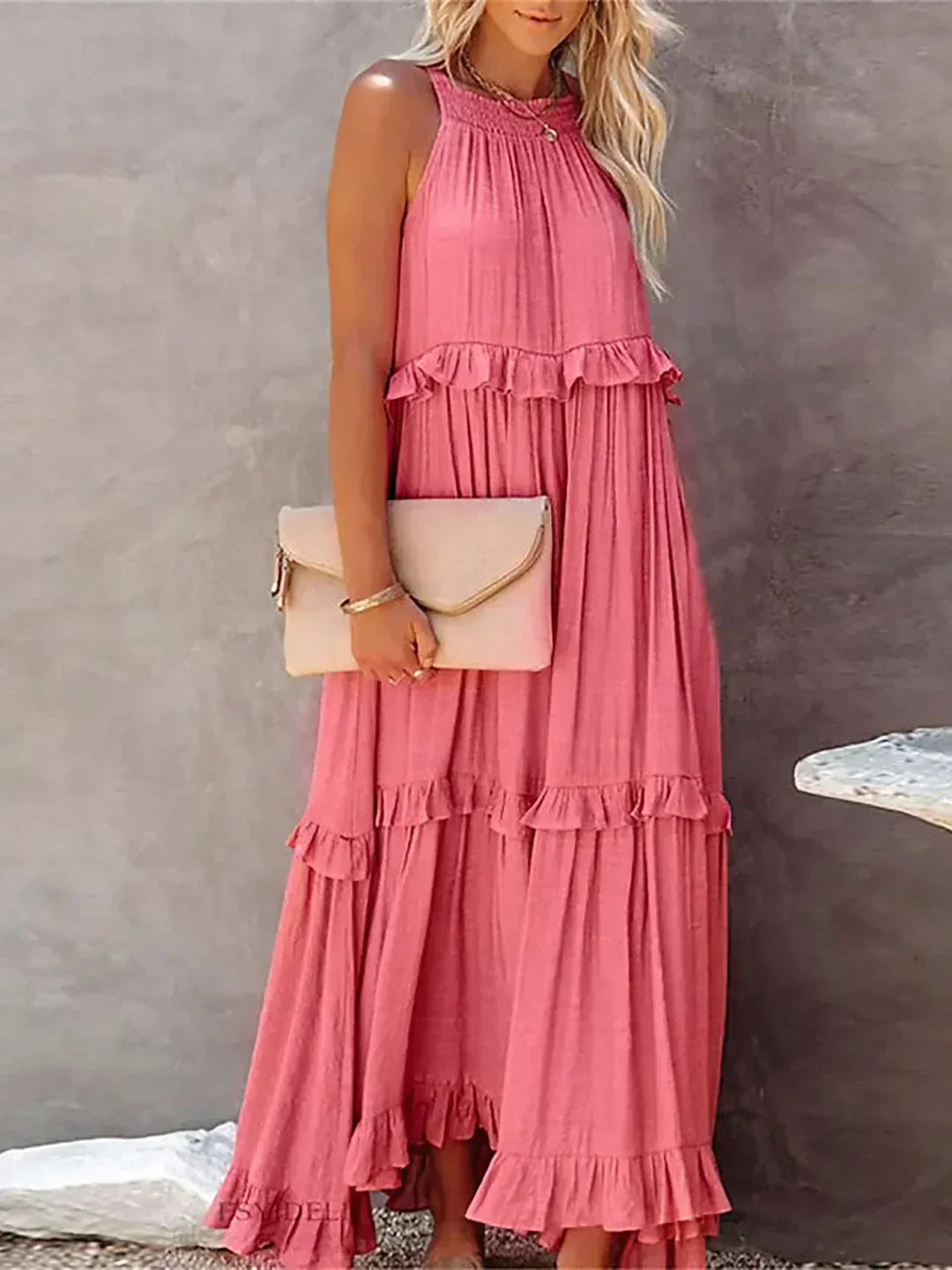Sophie | Ruffled Halter Maxi Dress