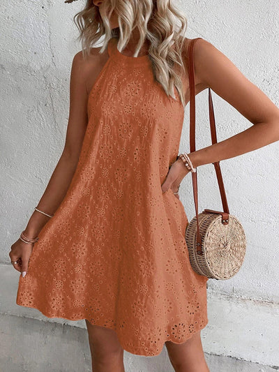Kiri | Eyelet Halter Mini Dress