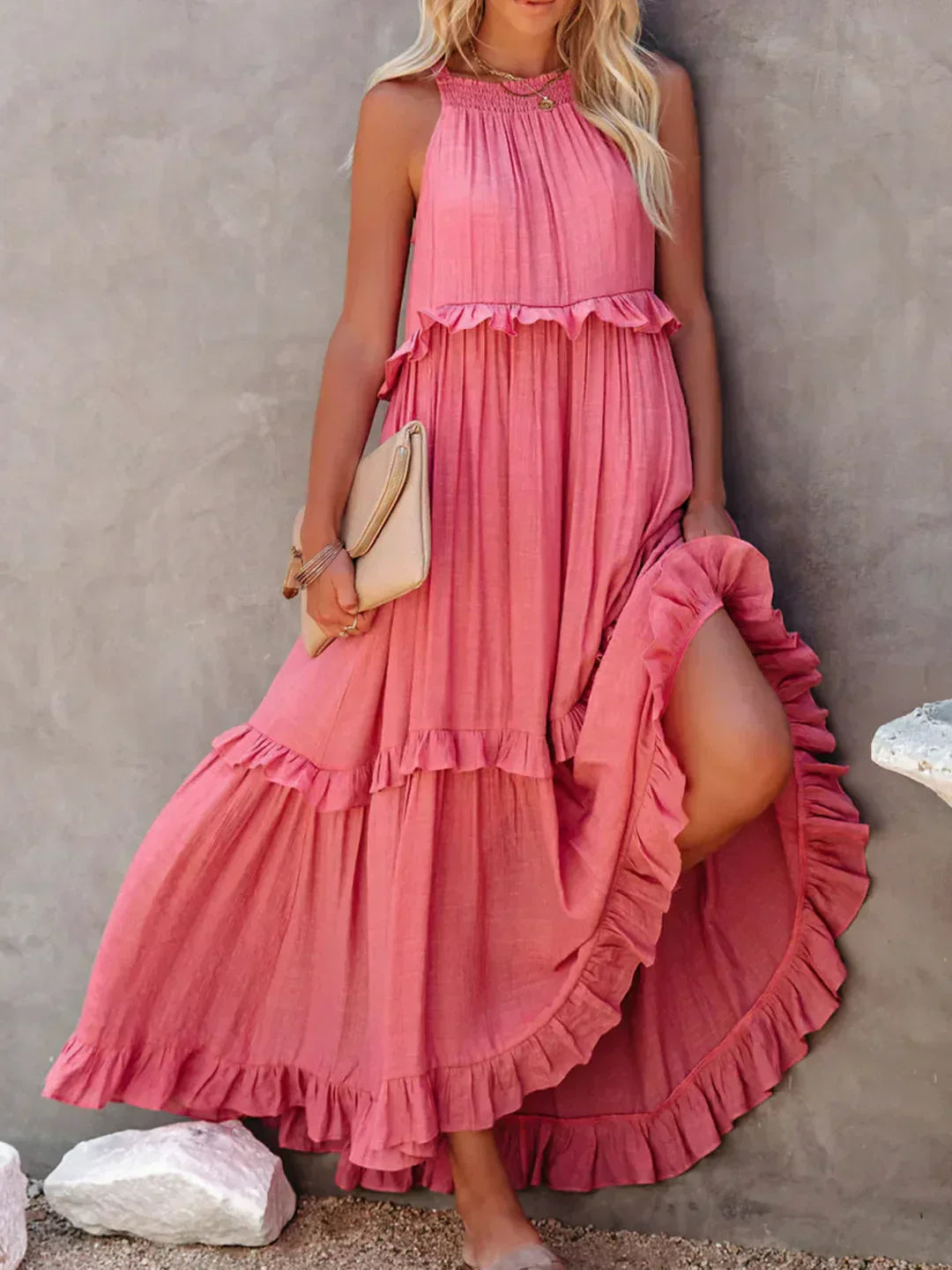 Sophie | Ruffled Halter Maxi Dress