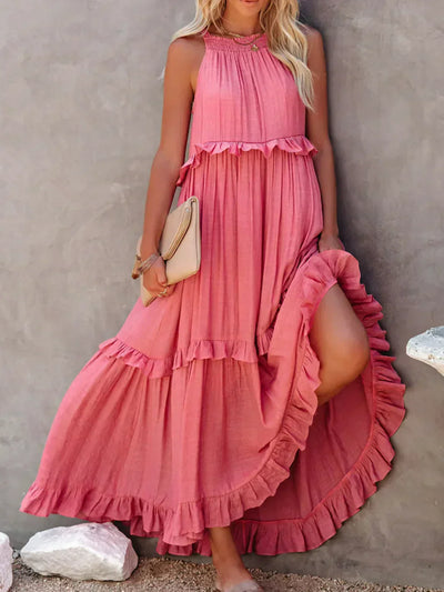 Sophie | Ruffled Halter Maxi Dress