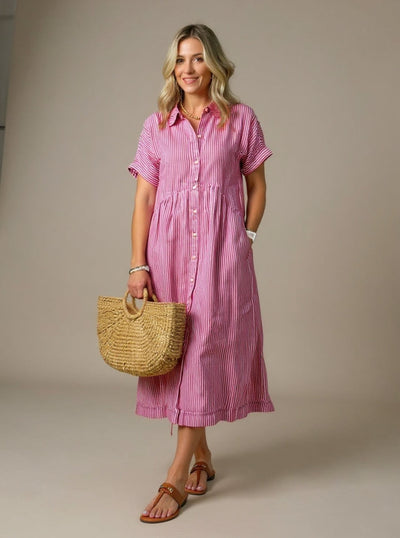 Lydia | Striped Shirt Dress