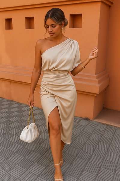 Selestia | Satin Asymmetric Evening Dress
