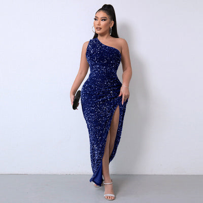 Solenne | One-Shoulder Sequin Gown