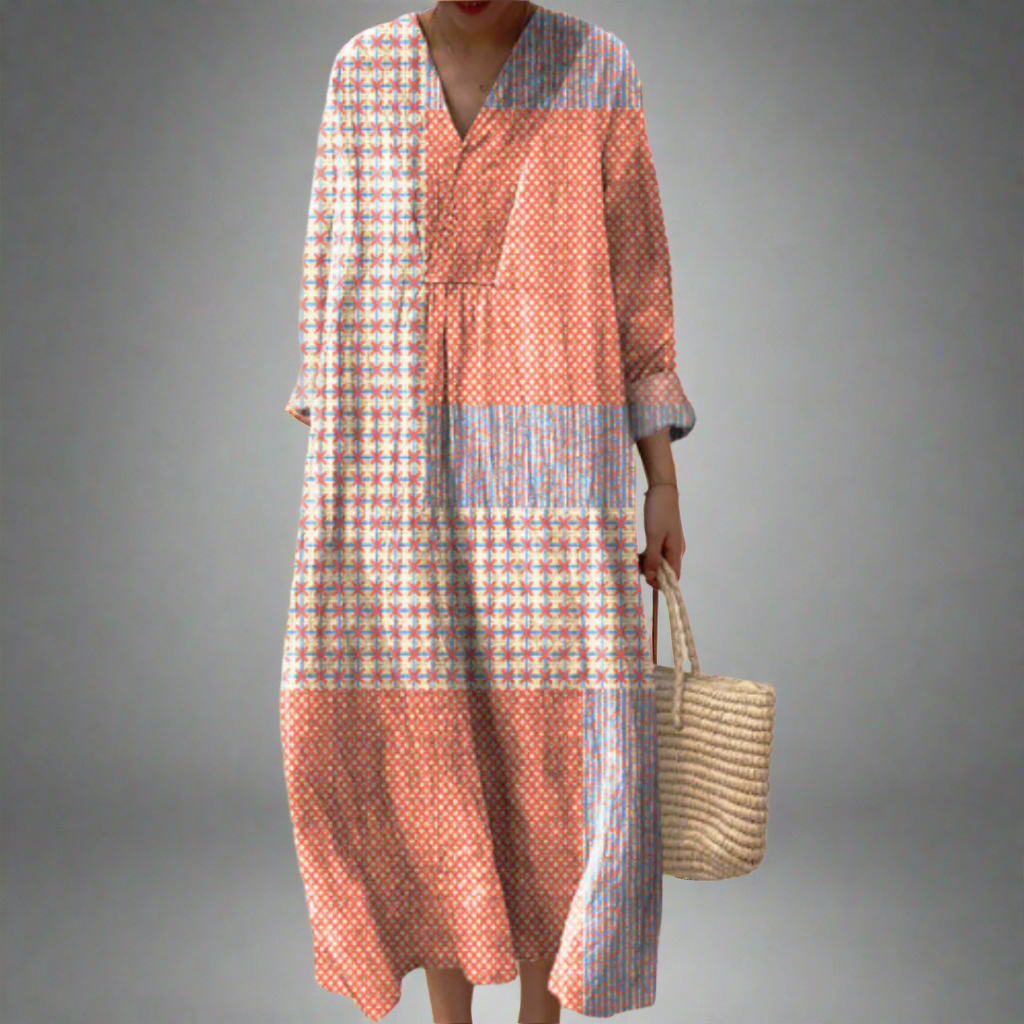 Camille | Coral Mosaic Dress