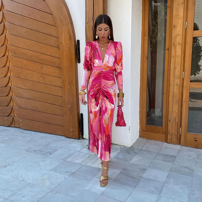 Mirabelle | Painterly Drape Midi Dress