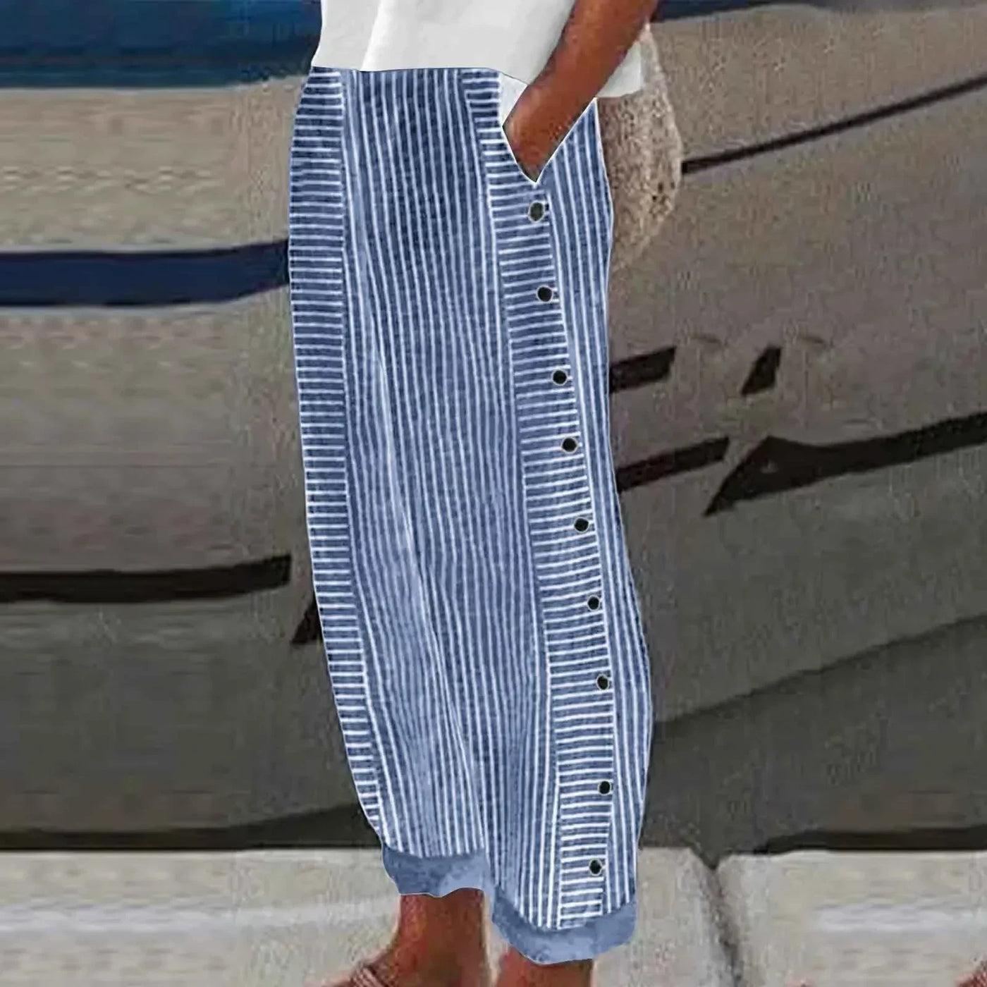 Coastal | Striped Button Trousers