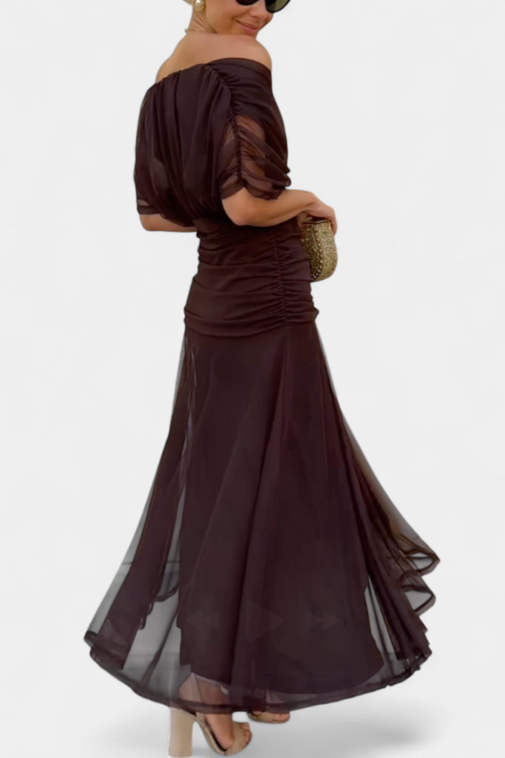 Alina | Draped Off-Shoulder Evening Dress
