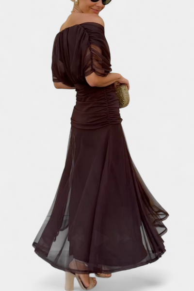 Alina | Draped Off-Shoulder Evening Dress