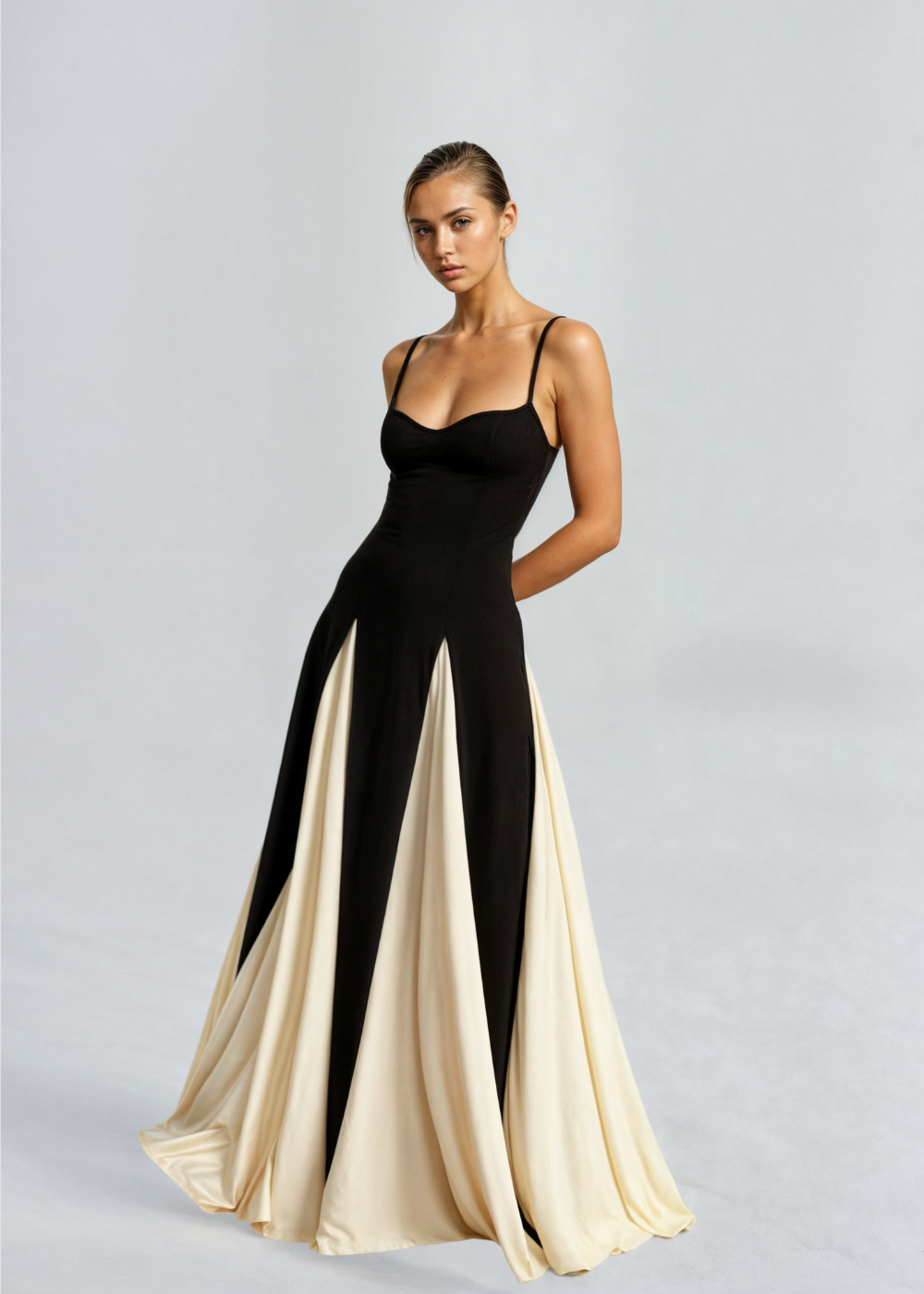 Lucienne | Two-Tone Maxi Dress