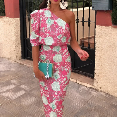 Violetta | One-Shoulder Botanical Dress