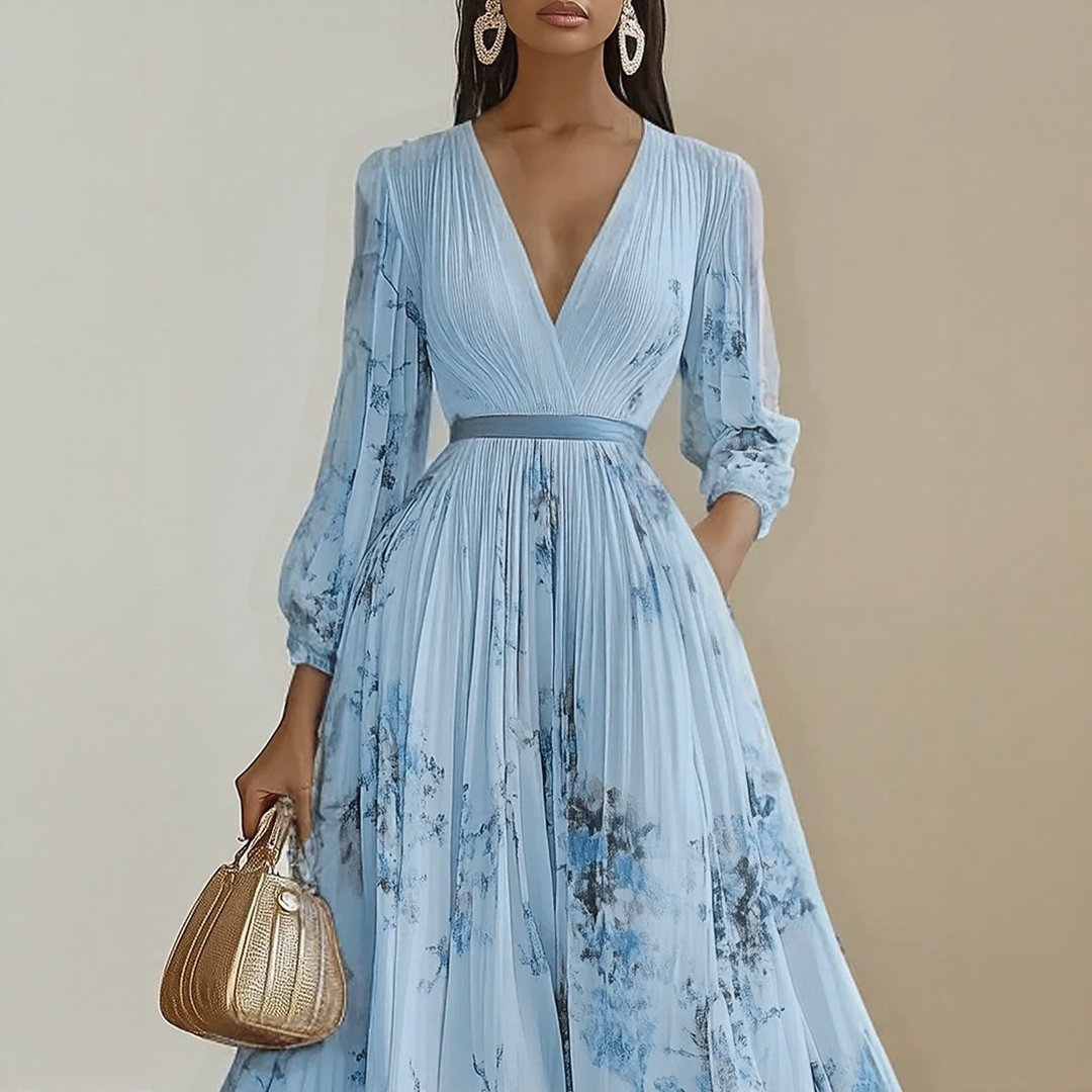 Maelis | Pleated Floral Maxi Dress
