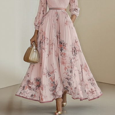 Maelis | Pleated Floral Maxi Dress