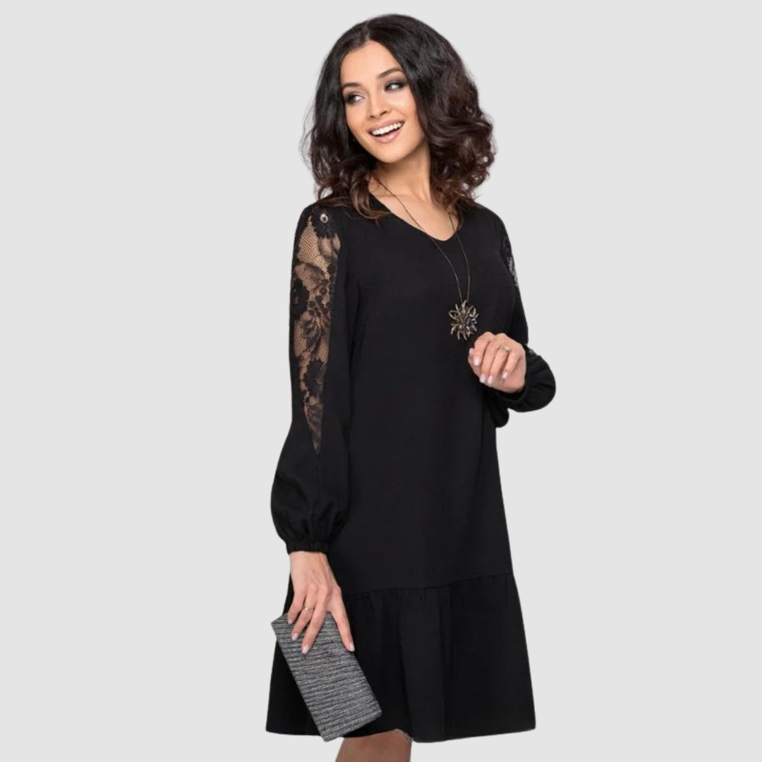 Rianne | Lace-Trim Shift Midi Dress