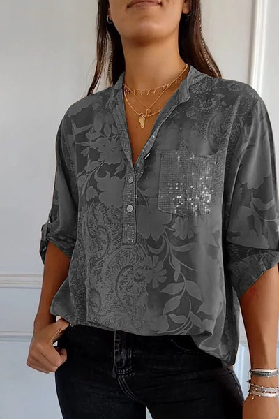 Sophie | Relaxed Sequin Lapel Top