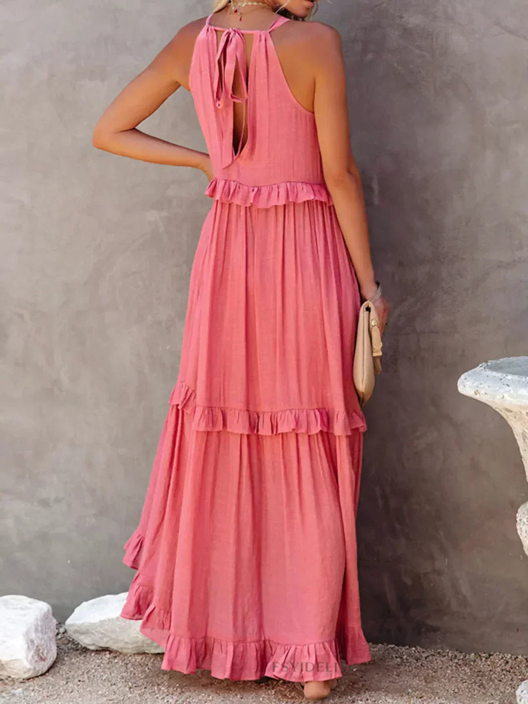 Sophie | Ruffled Halter Maxi Dress
