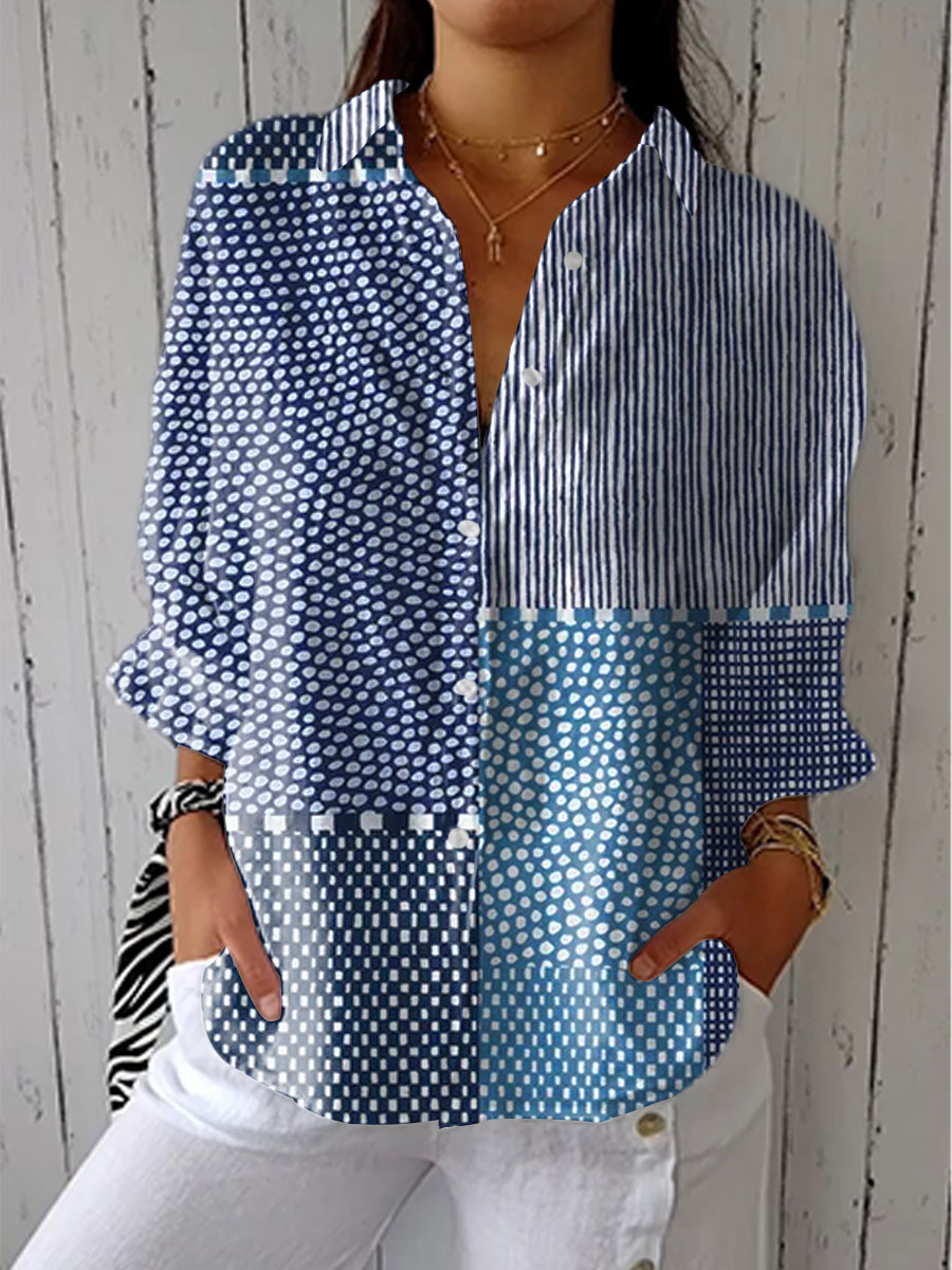 Celeste | Indigo Patchwork Blouse