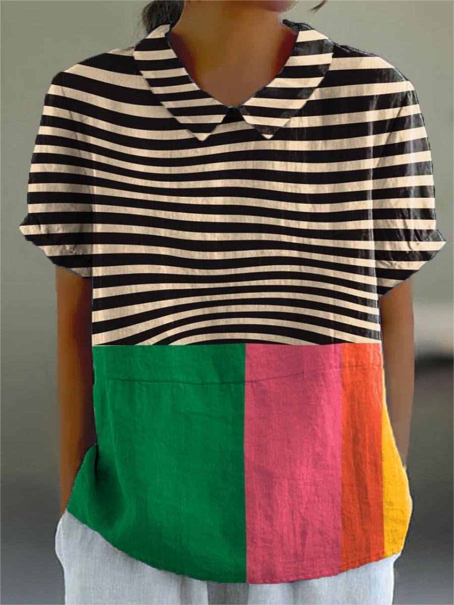 Celestine | Bold Stripe Colourblock Blouse
