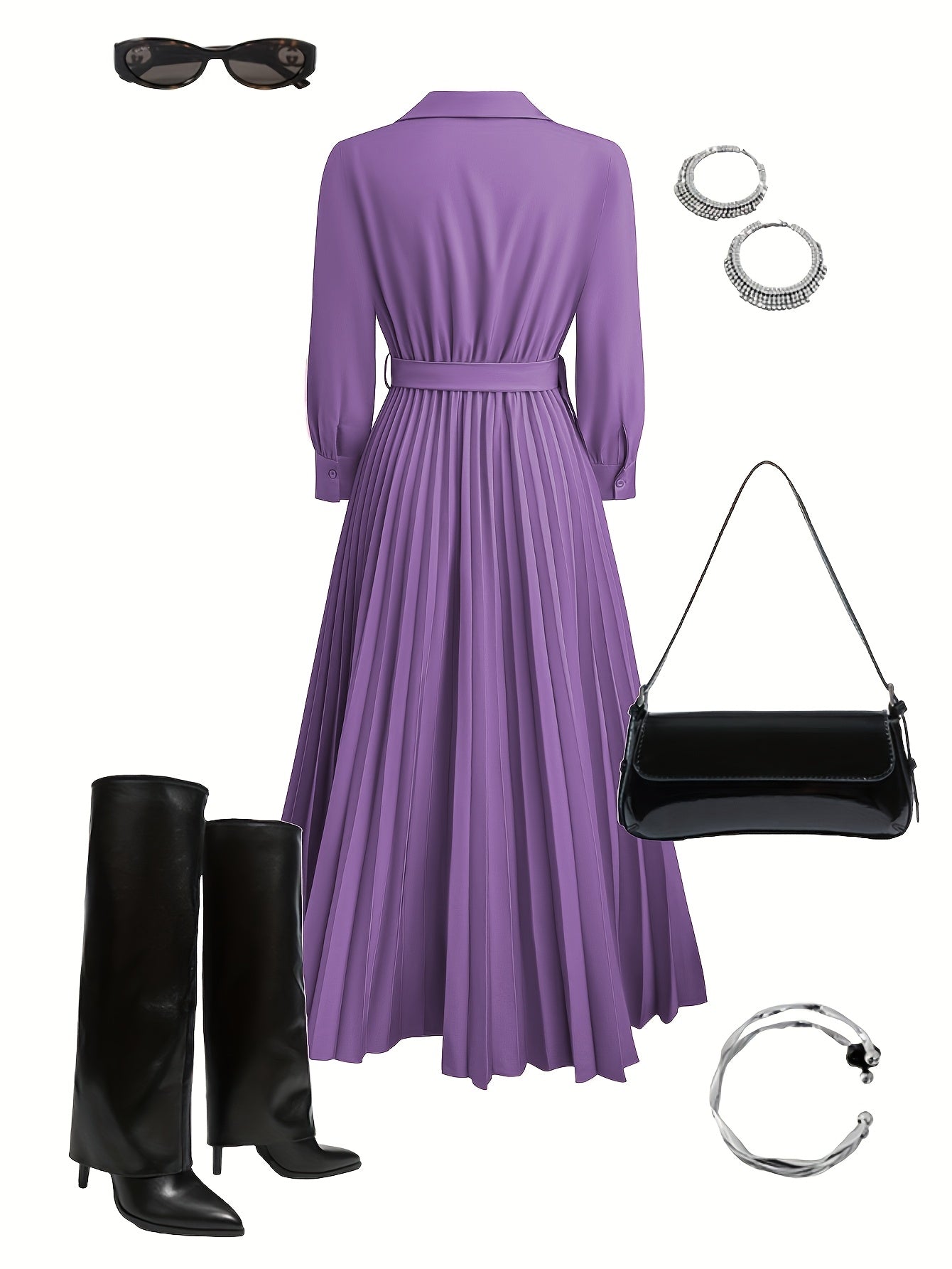 Elyssa | Pleated Belted Maxi Dress