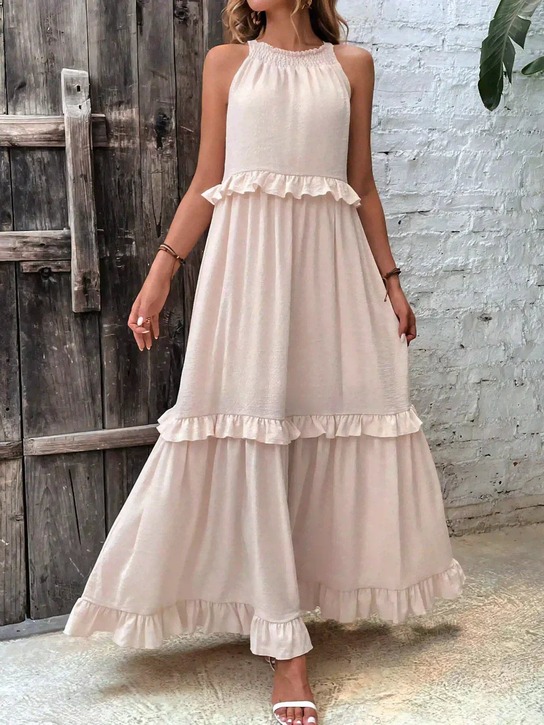 Sophie | Ruffled Halter Maxi Dress