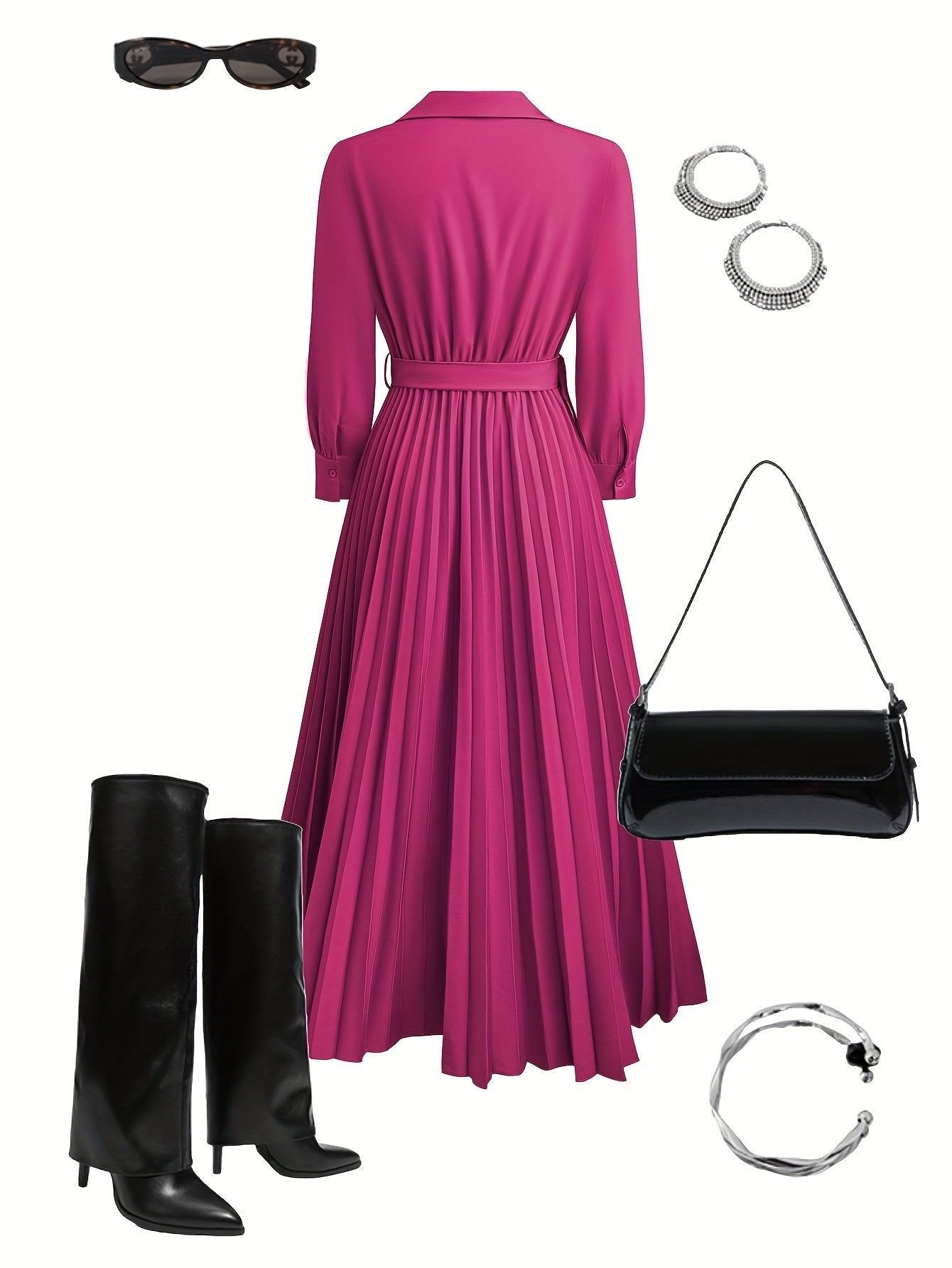 Elyssa | Pleated Belted Maxi Dress