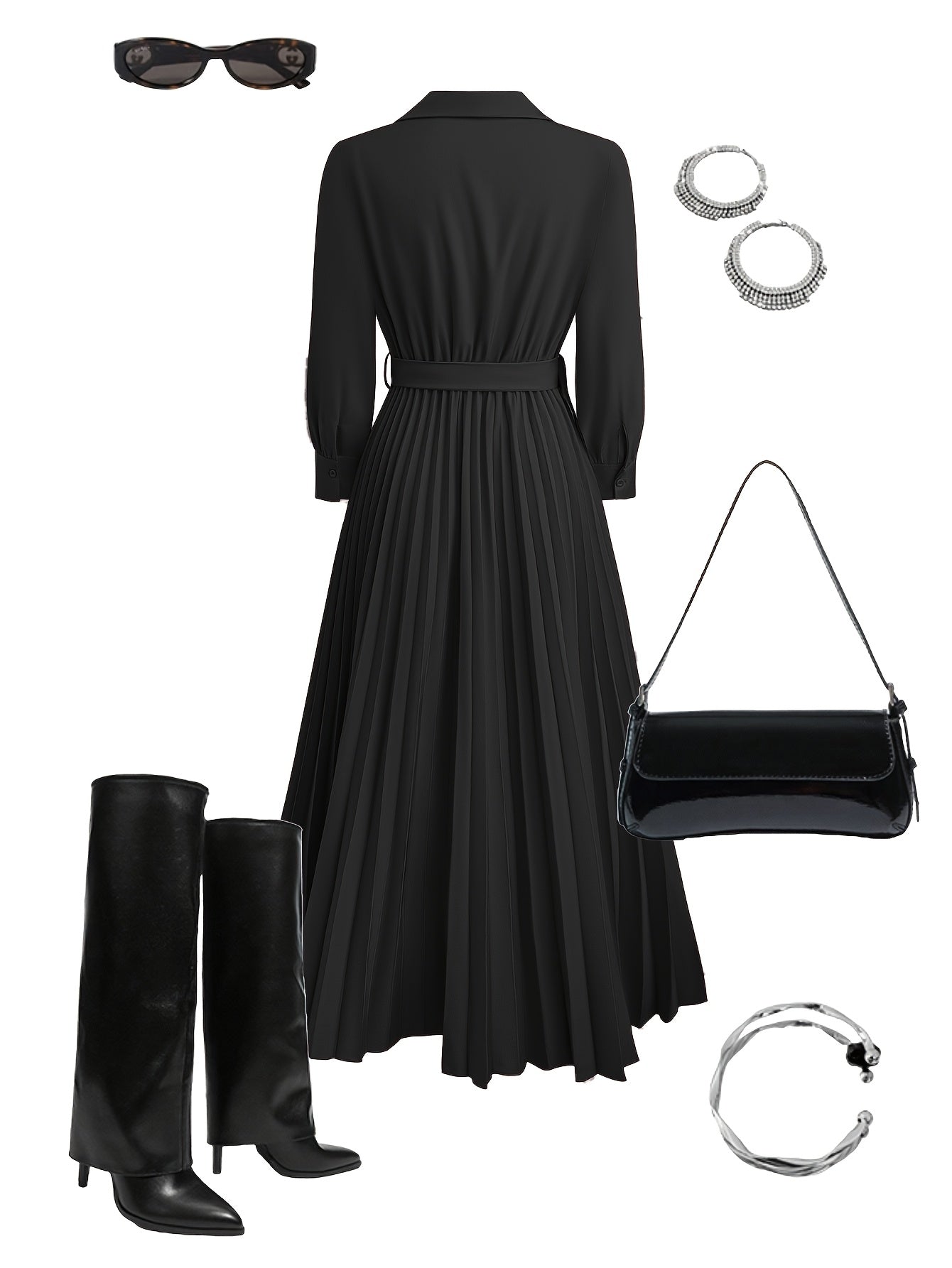 Elyssa | Pleated Belted Maxi Dress