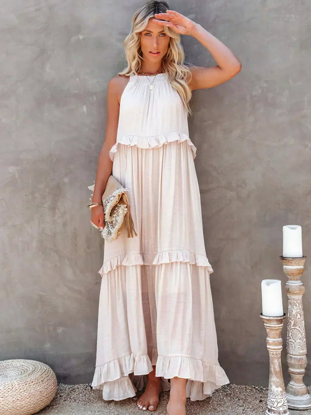 Sophie | Ruffled Halter Maxi Dress