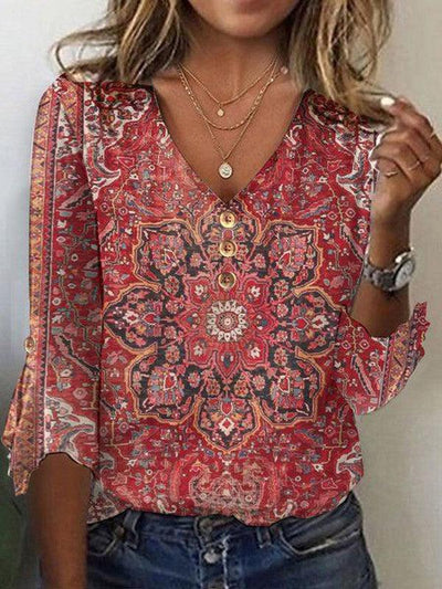 Lana | Soft V-Neck Printed Blouse