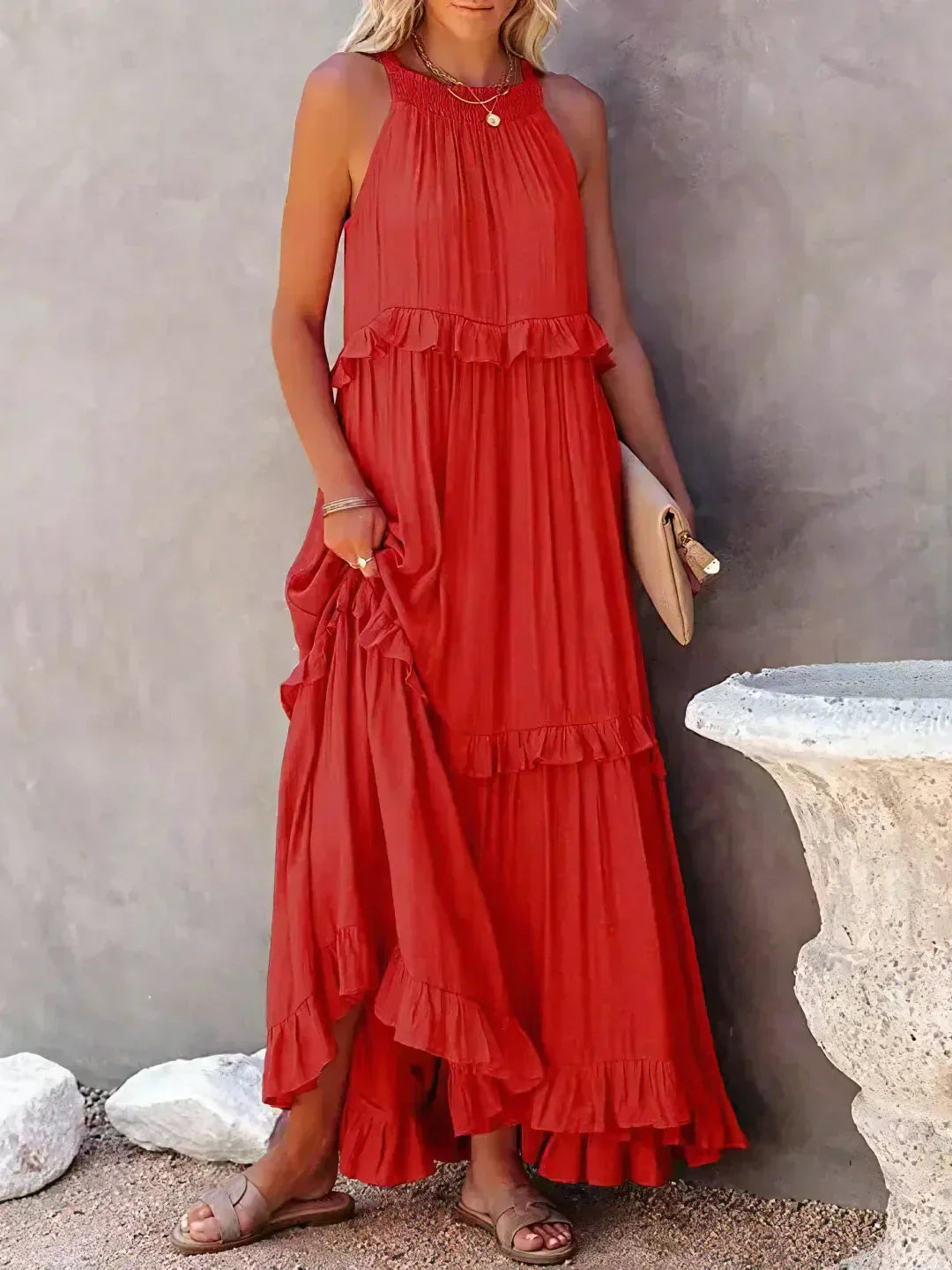 Sophie | Ruffled Halter Maxi Dress