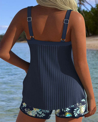 Emery | Striped Tankini Set with Beach Shorts